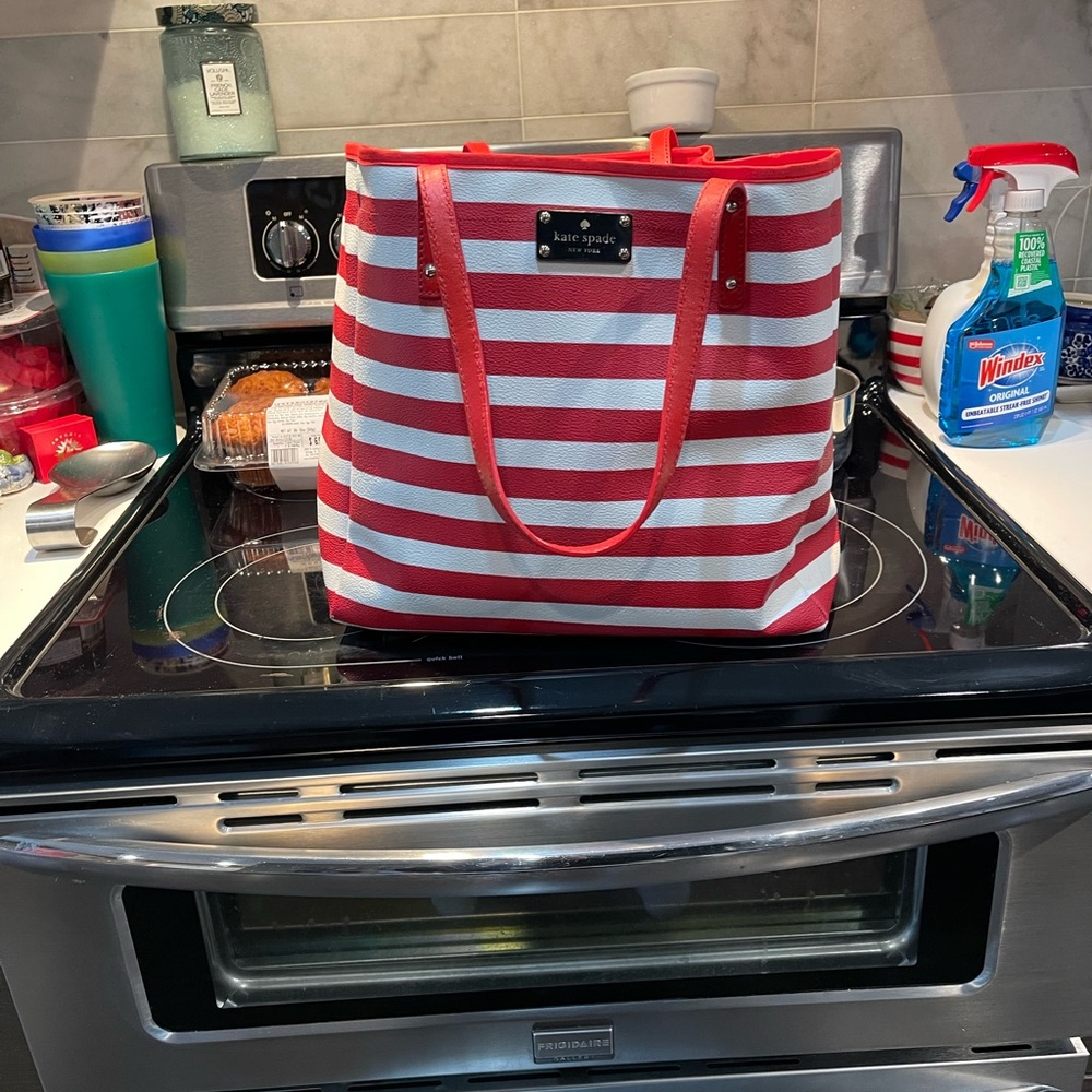 Kate Spade Red and White Striped Tote